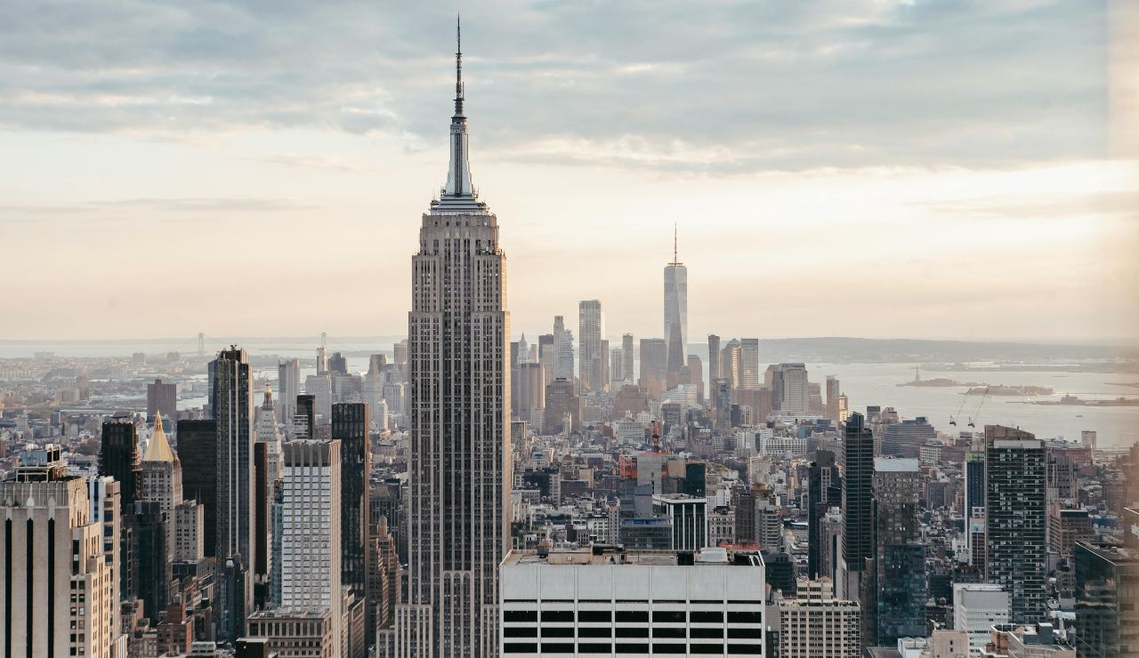 View of New York City skyline with Empire State Building