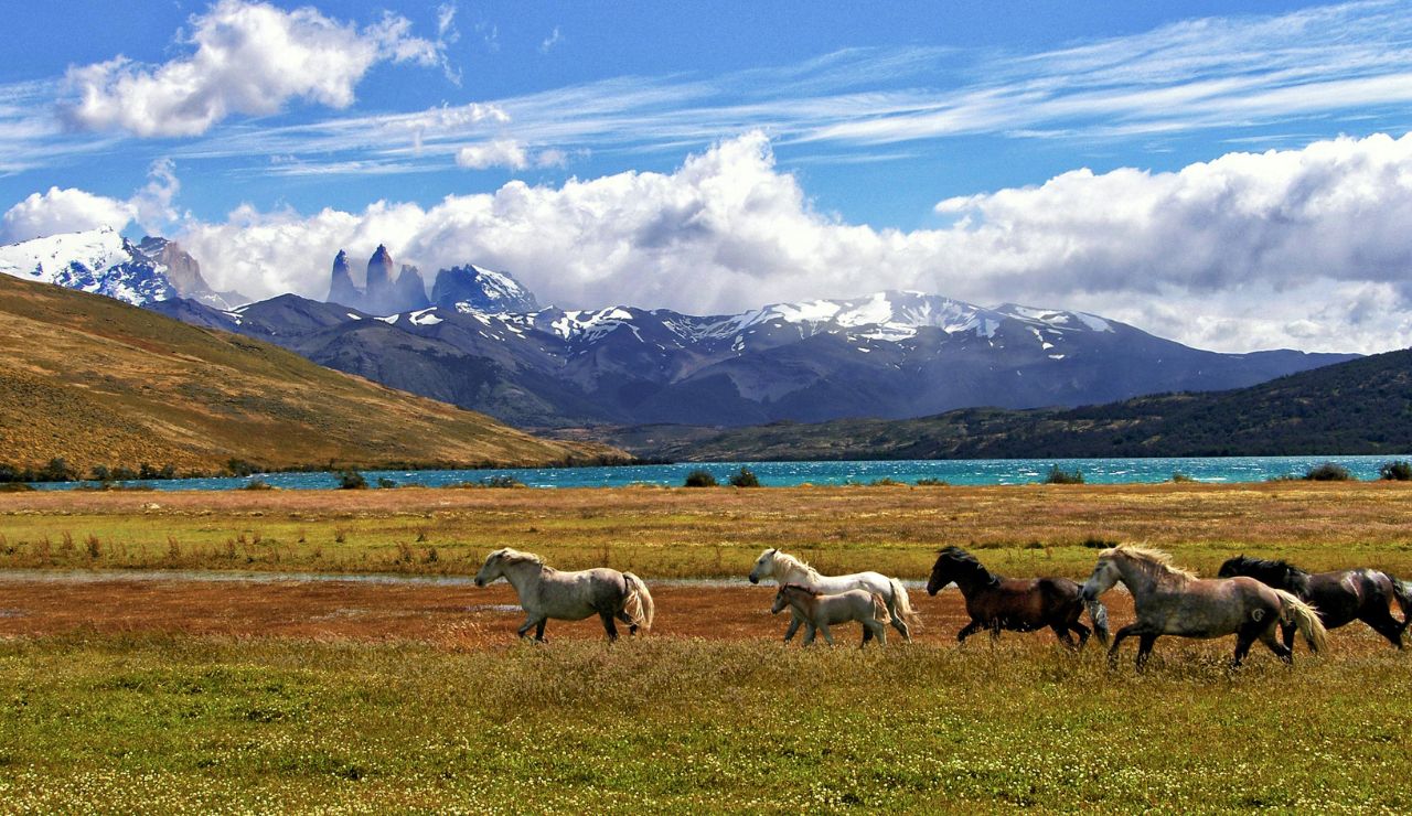 Wide mountain landscape in Chilean Patagonia