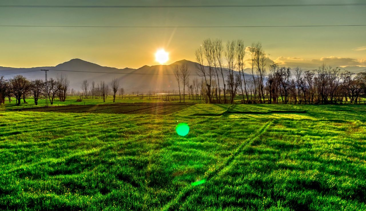 Sunrise over remote mountain village of Shimshal