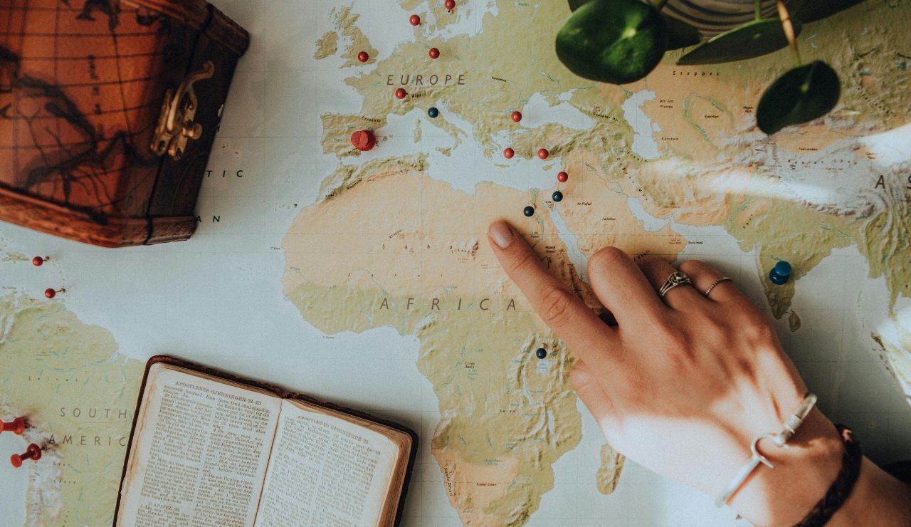 travel journal and souvenirs from road trip