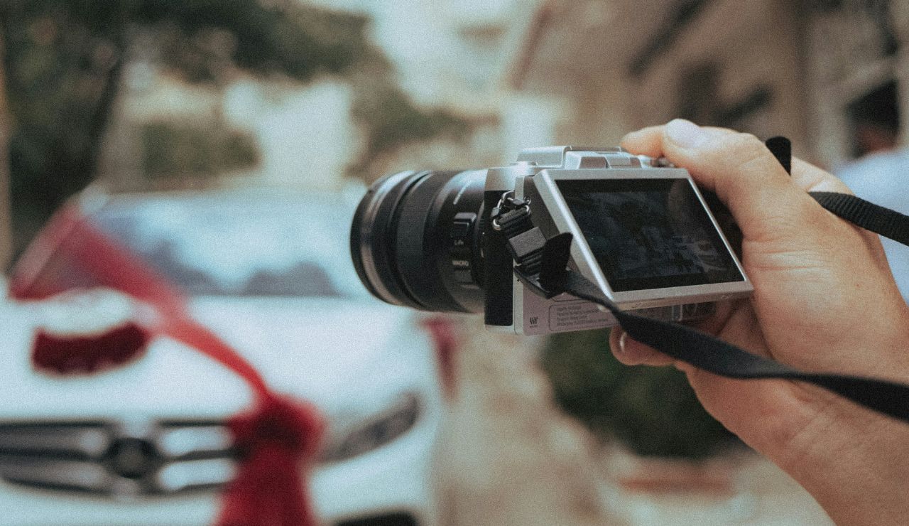 aking a photo on the side of the road