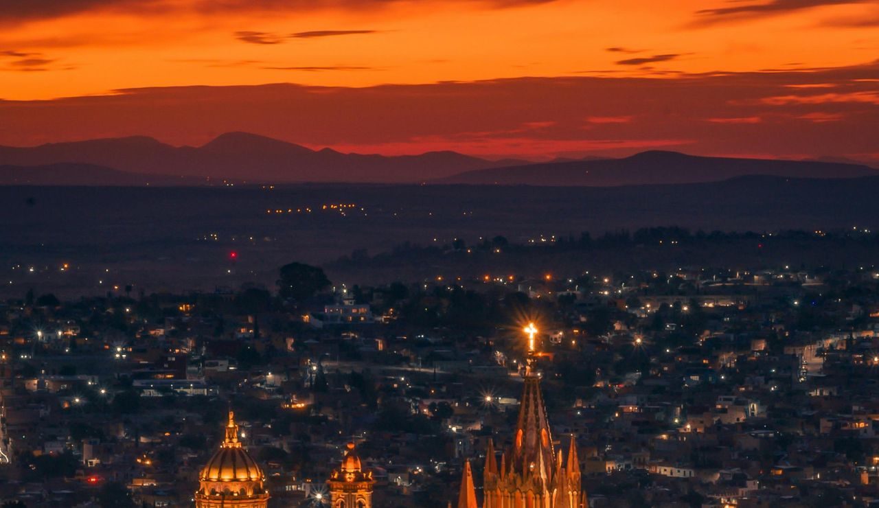 San Miguel with church and rooftops