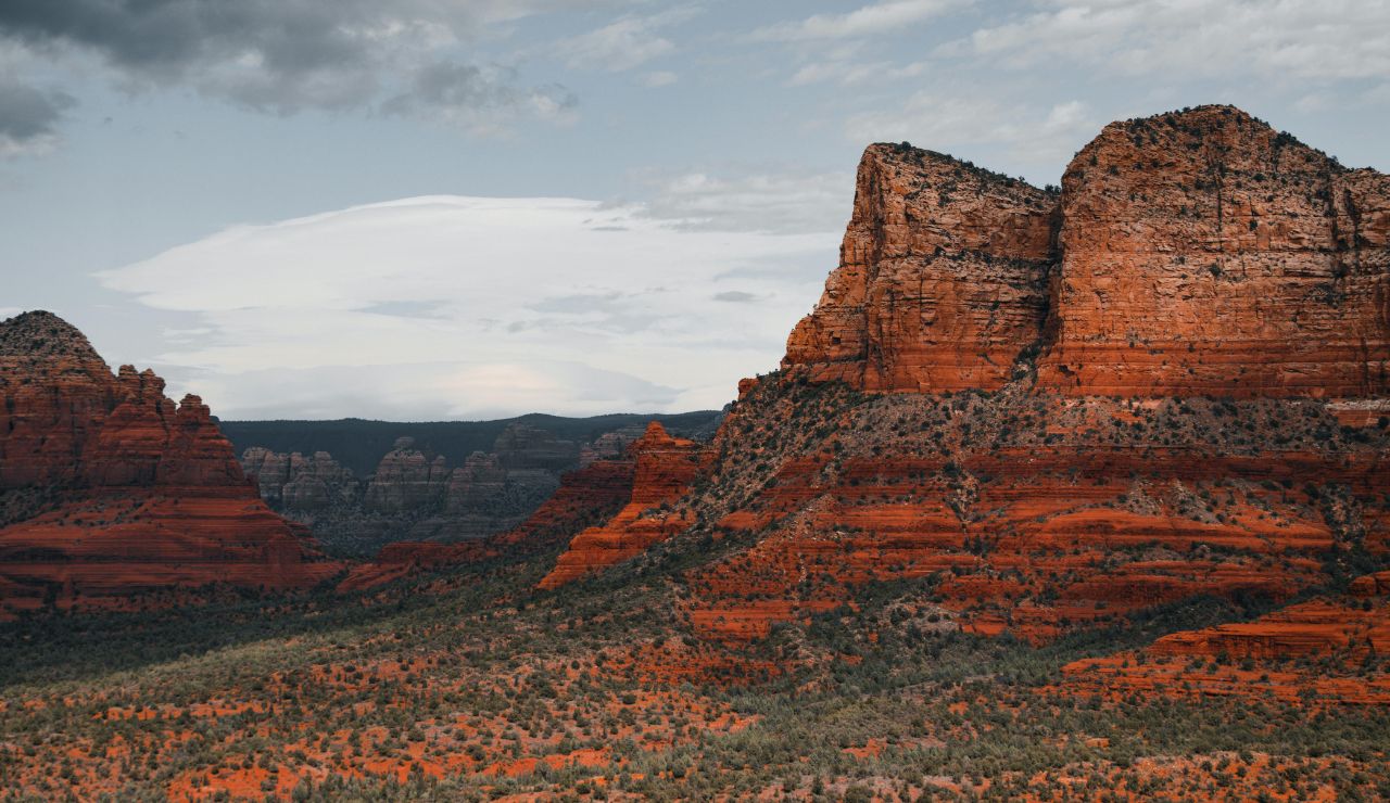 Red rock formations and desert trails in Sedona