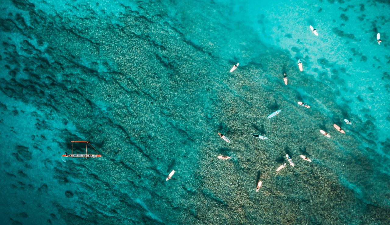 Coral reef seen from above