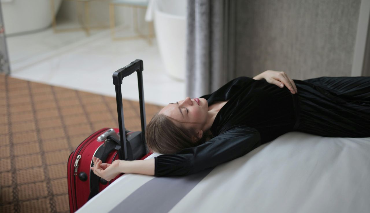 A women facing jet lag after a long flight