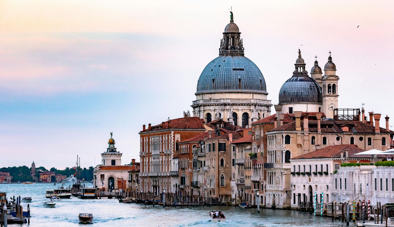 Gondolas on the canal in Venice, Italy
