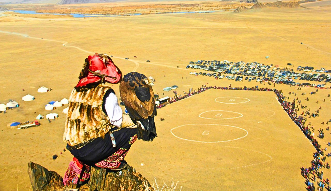 Horseback riders competing in a traditional nomadic sport during the World Nomad Games in Kyrgyzstan