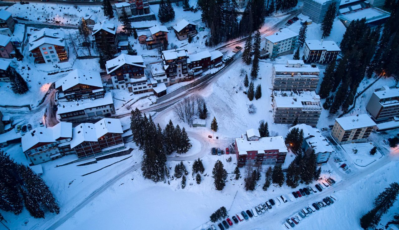 Snowy rooftops in Zermatt, Switzerland