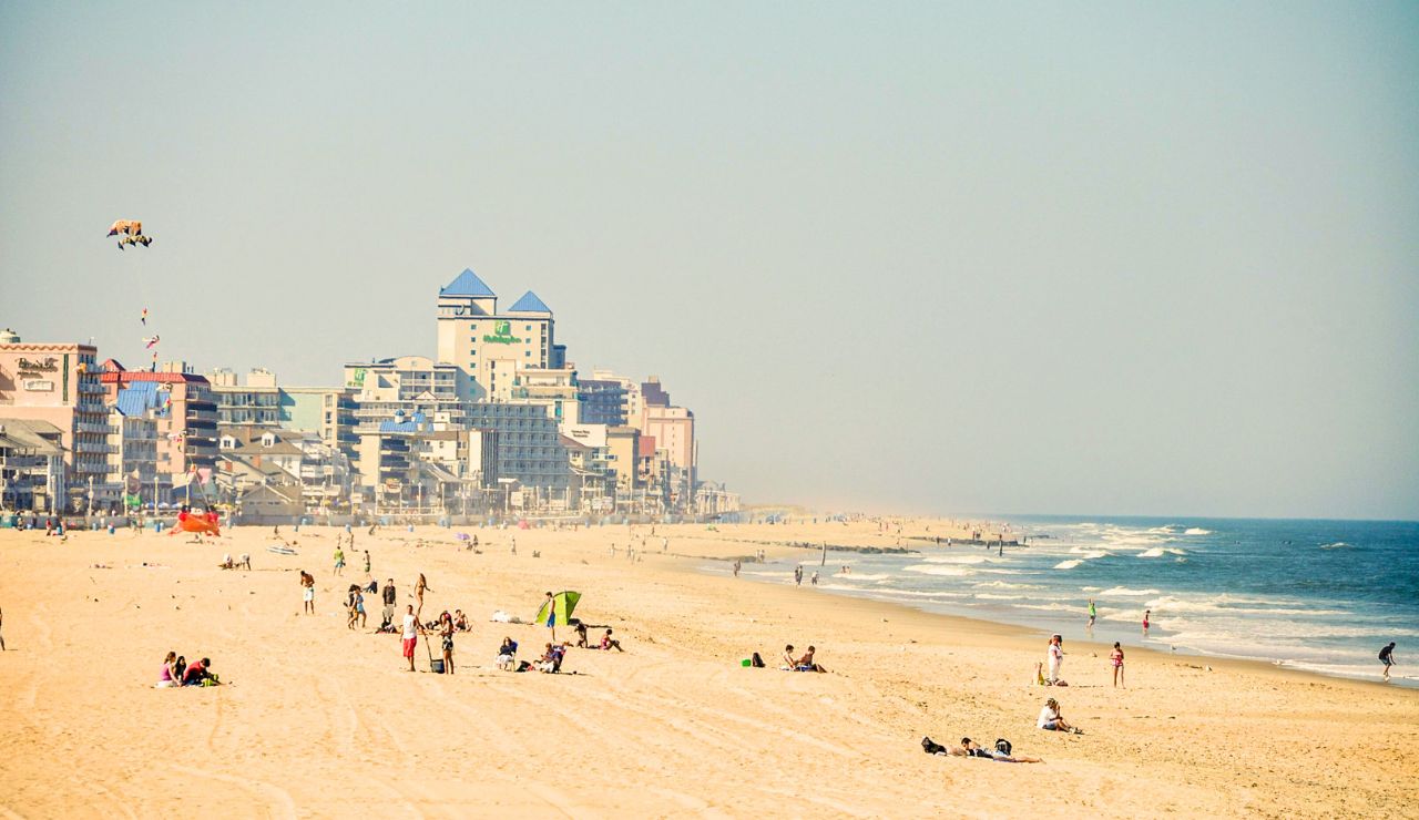 Emerald waves and white sandy beach at Gulf Shores, Alabama