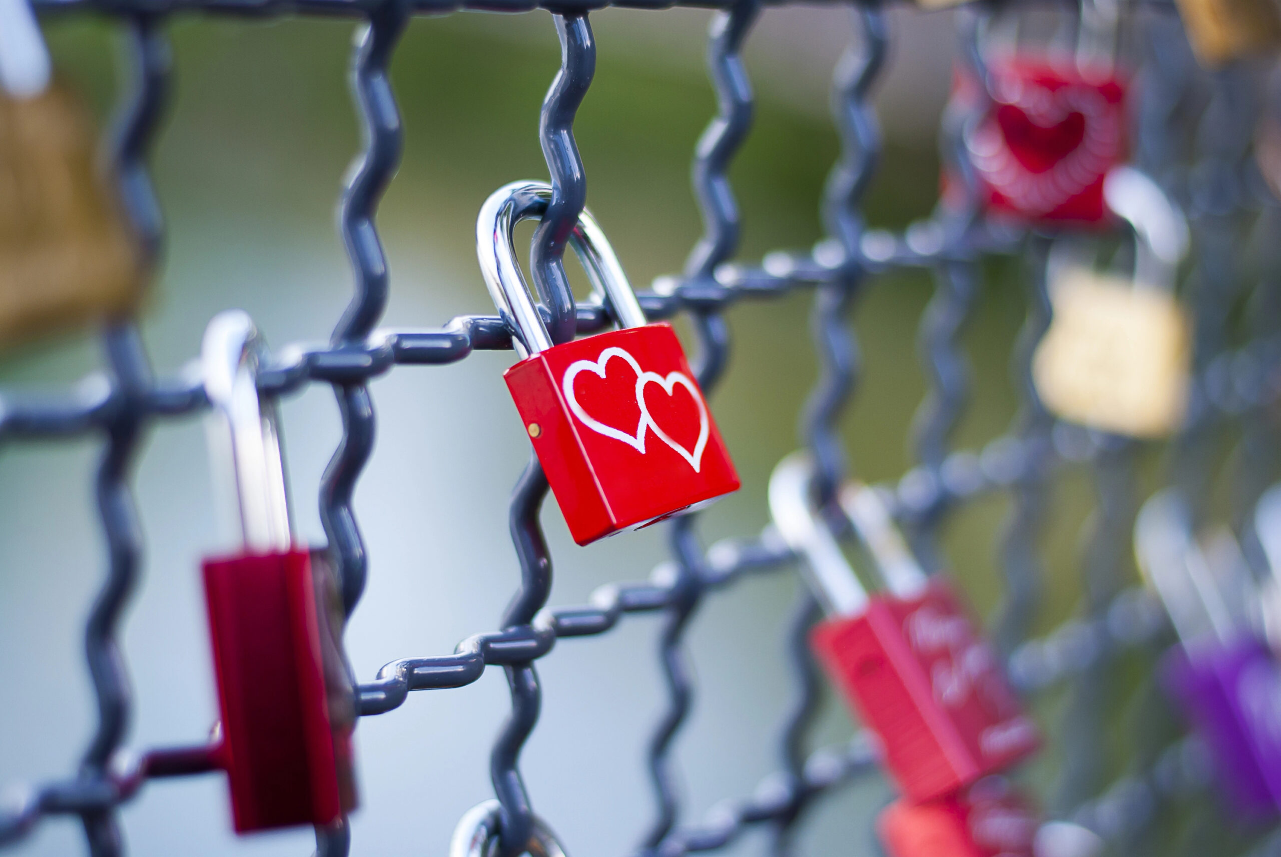 Close-up of locks at Locks of Love Overpass, one of the top spots for a St. Augustine romantic getaway.