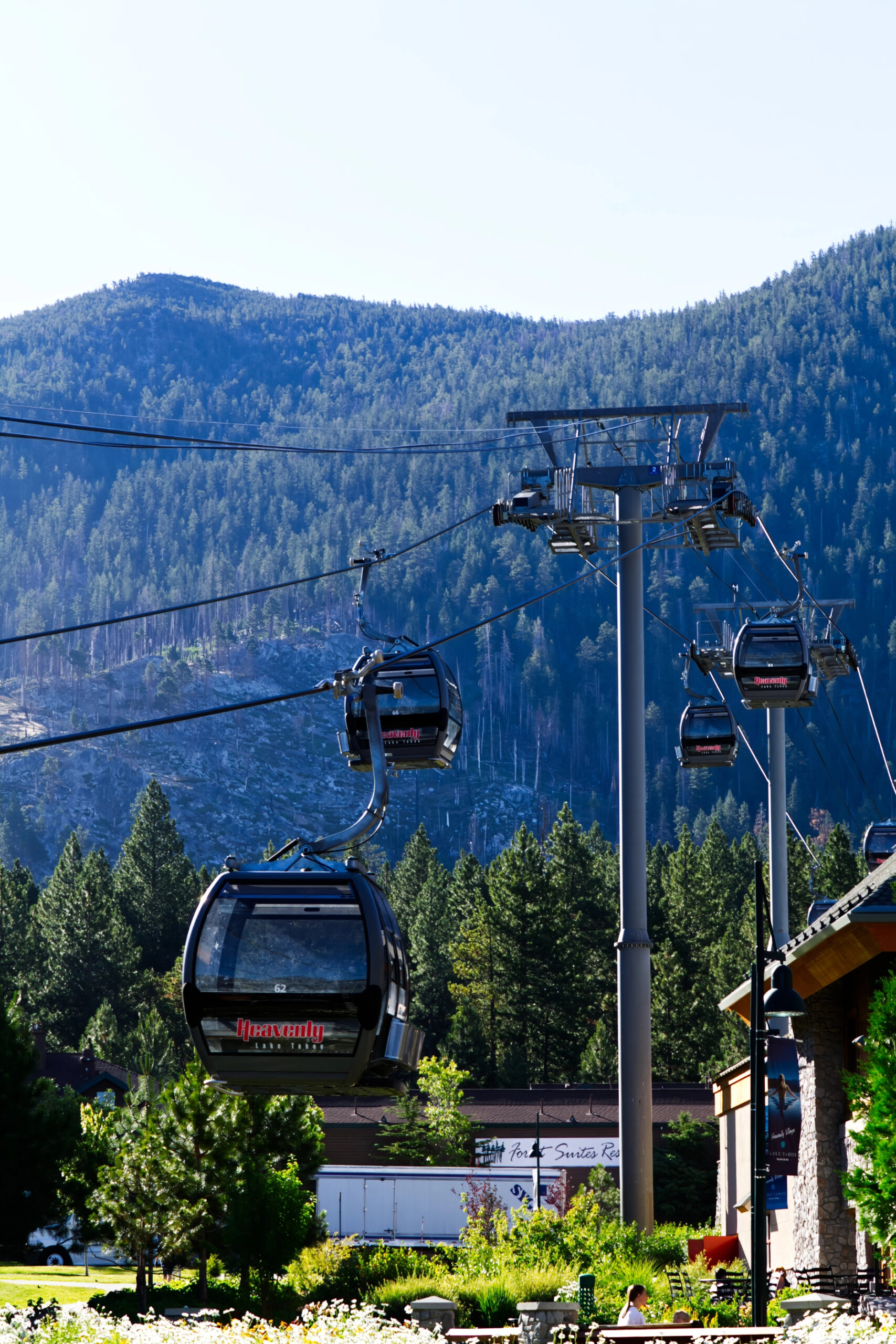 Lake Tahoe gondolas in the daytime.