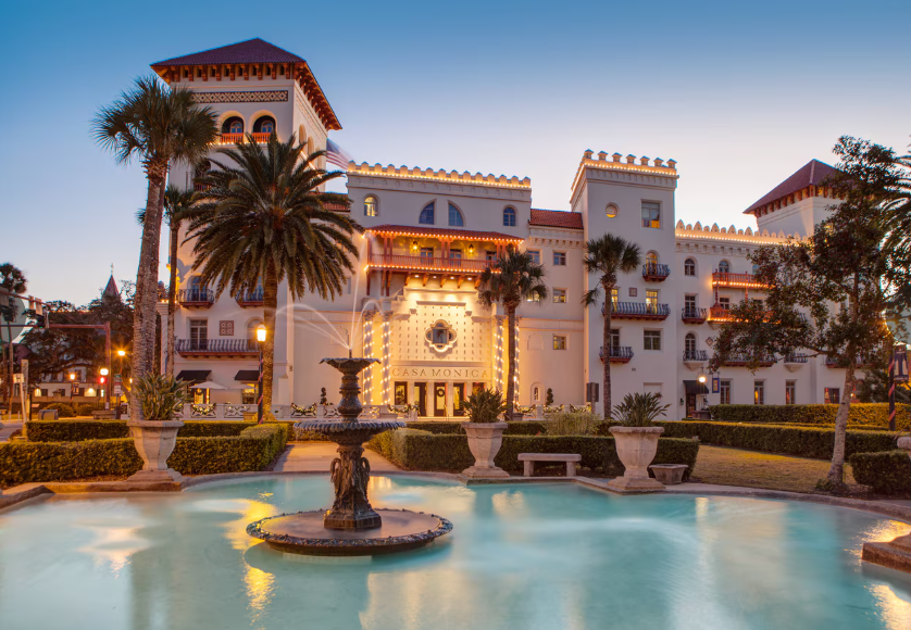 Exterior of Casa Monica Resort & Spa, one of the most romantic hotels in St. Augustine.