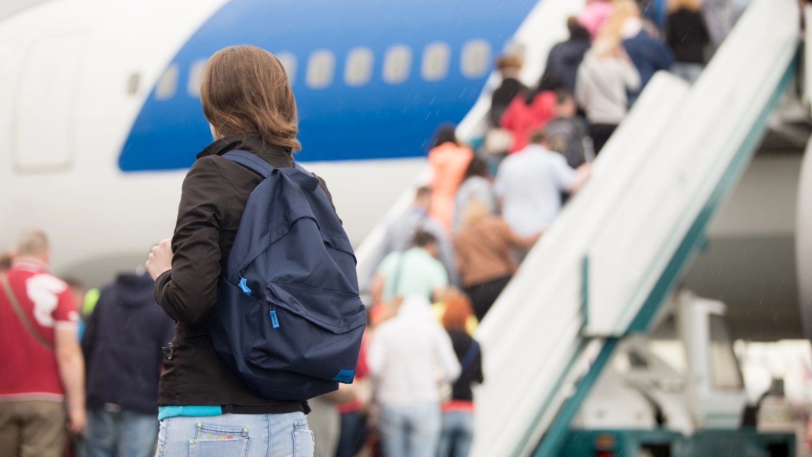 People boarding the plane.