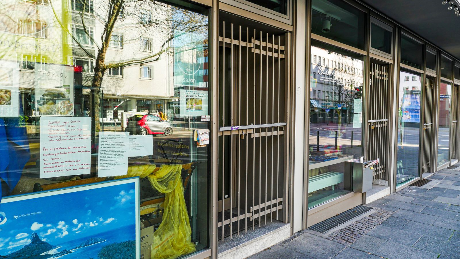 A photo of Closed shops and storefronts in Germany on a Sunday.