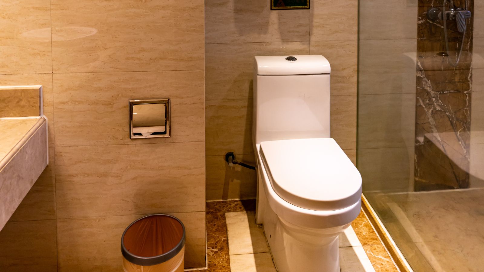 A small bathroom with not enough space.