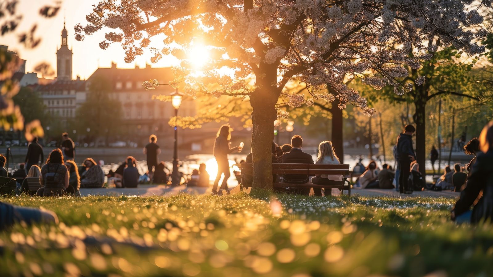 A photo of families enjoying the park.