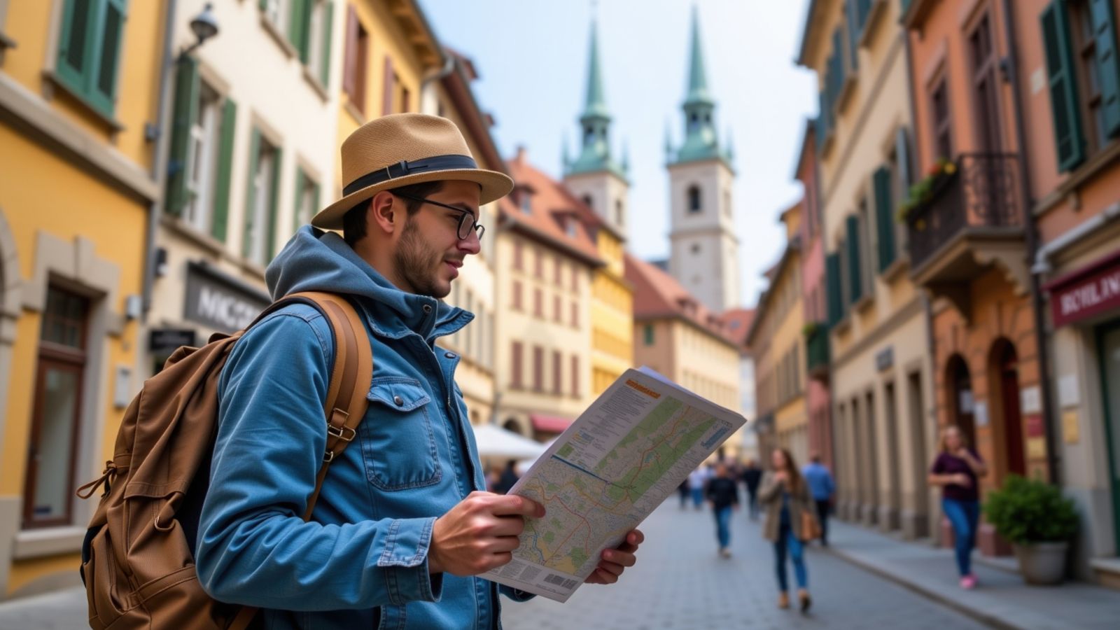 A photo that shows light jacket, small backpack, calm expression, golden-hour lighting, sense of reassurance and ease.