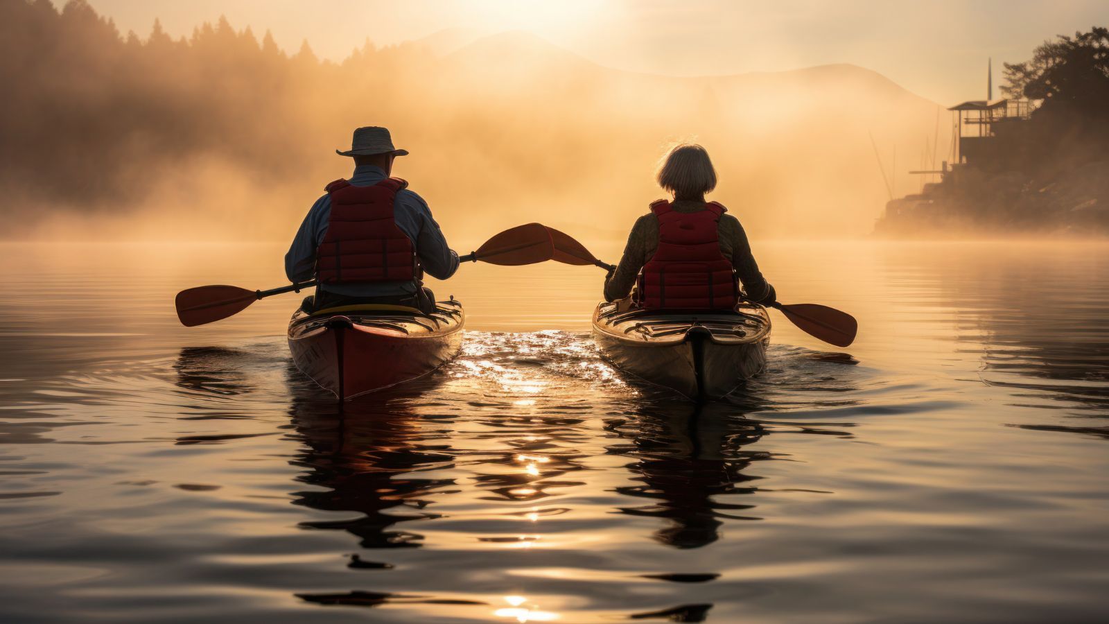 A photo of a couple in a different kayak.