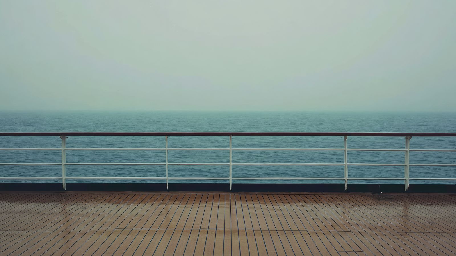 A photo of a wide view of an ocean in a cruise.