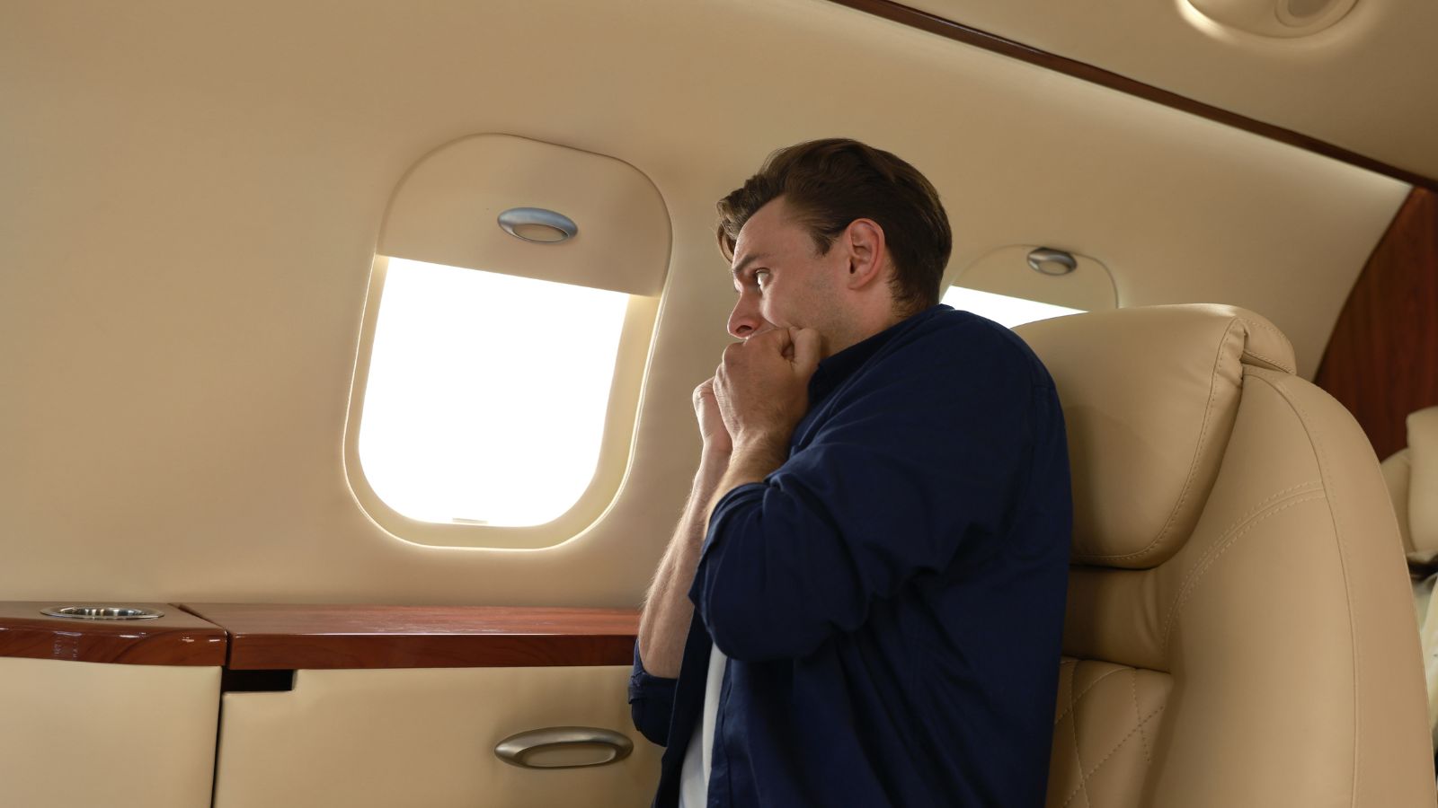 A photo of a nervous passenger.