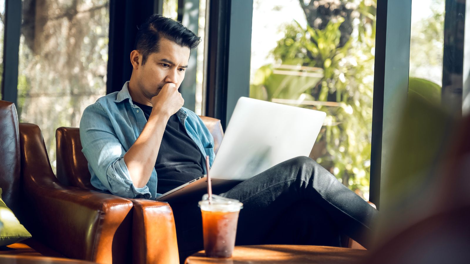 A man that shows of a decision making face.