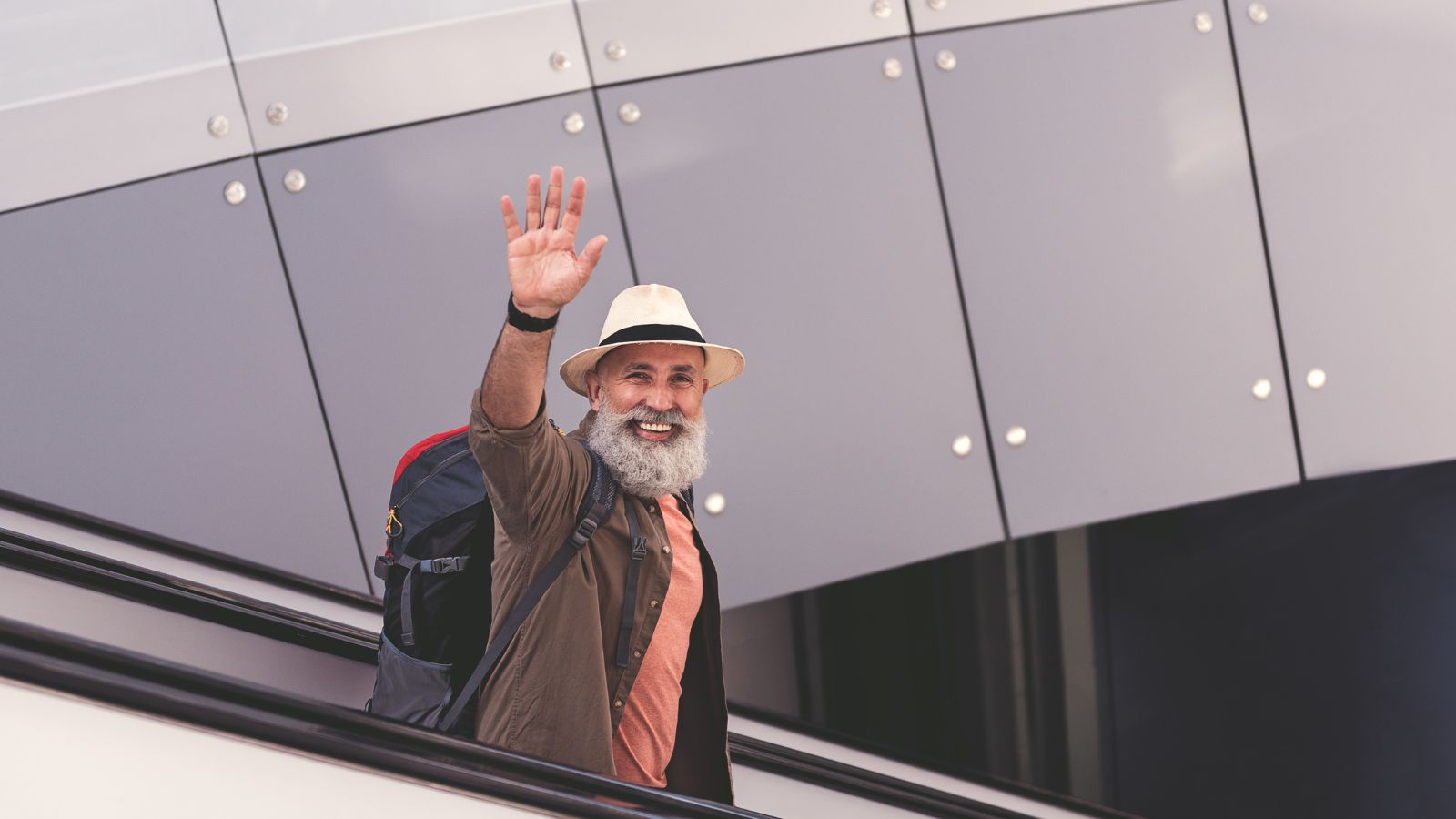 A photo that shows a Prepared traveler confident arrival.