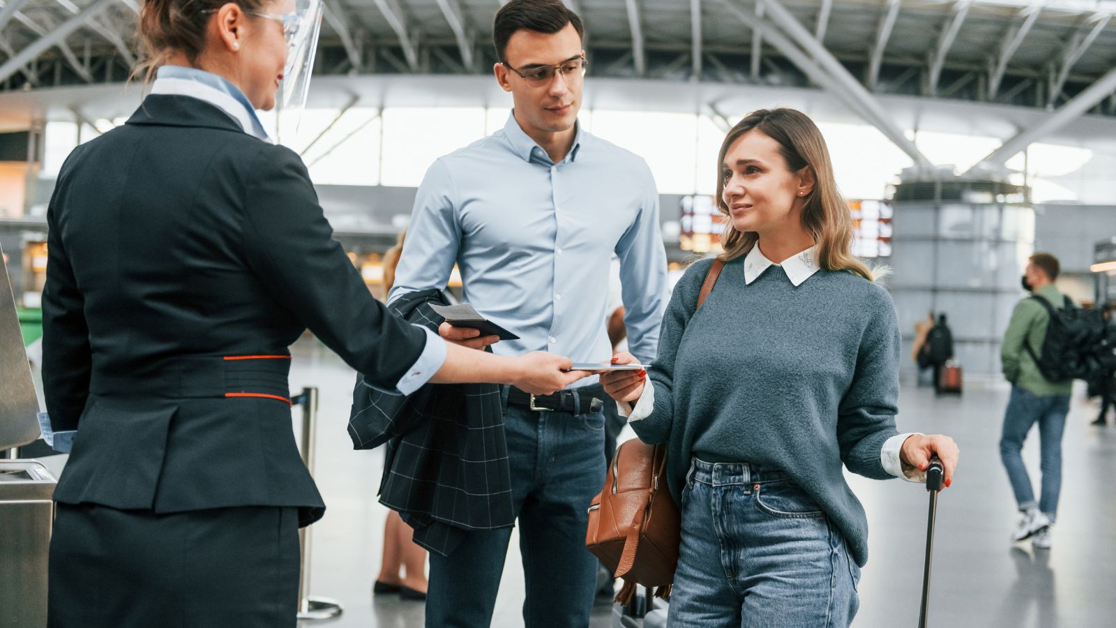 A photo of a Traveler airport check-in documents.