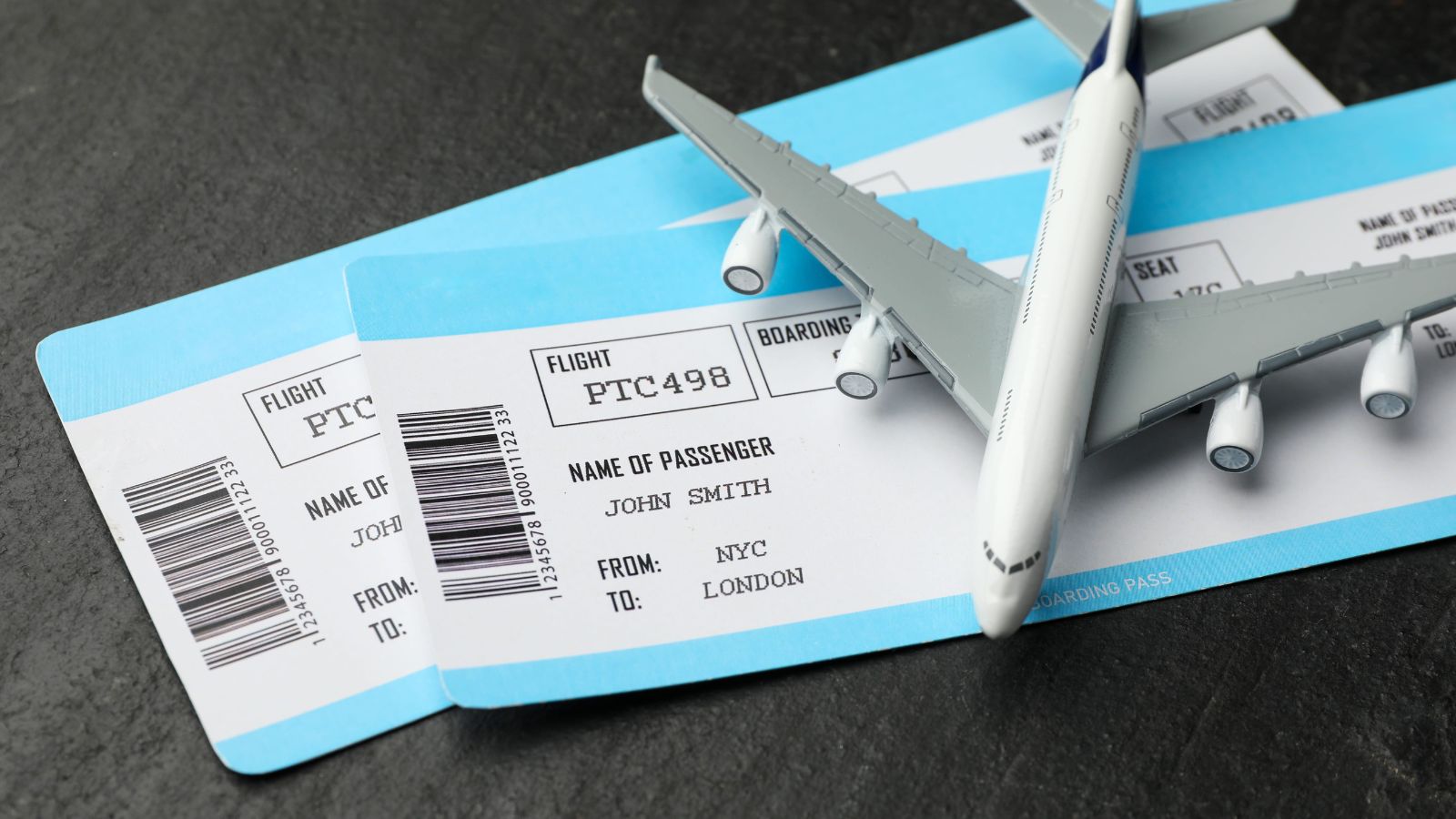 A photo of an airline ticket boarding pass.