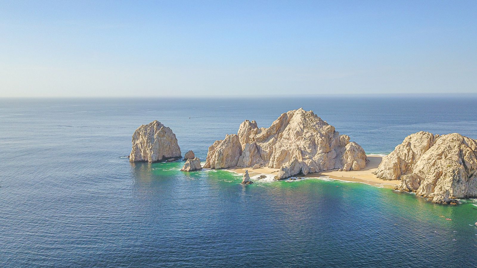 A photo of a Wide shot of Cabo San Lucas coastline.