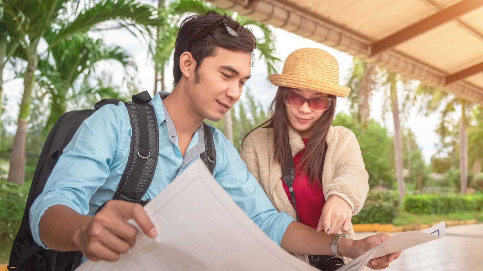 A photo of a Couple sunset romantic stroll.
