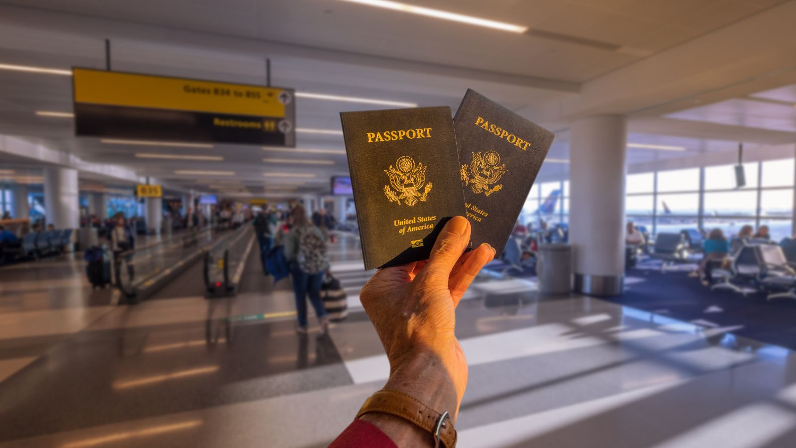 A photo of two passports.