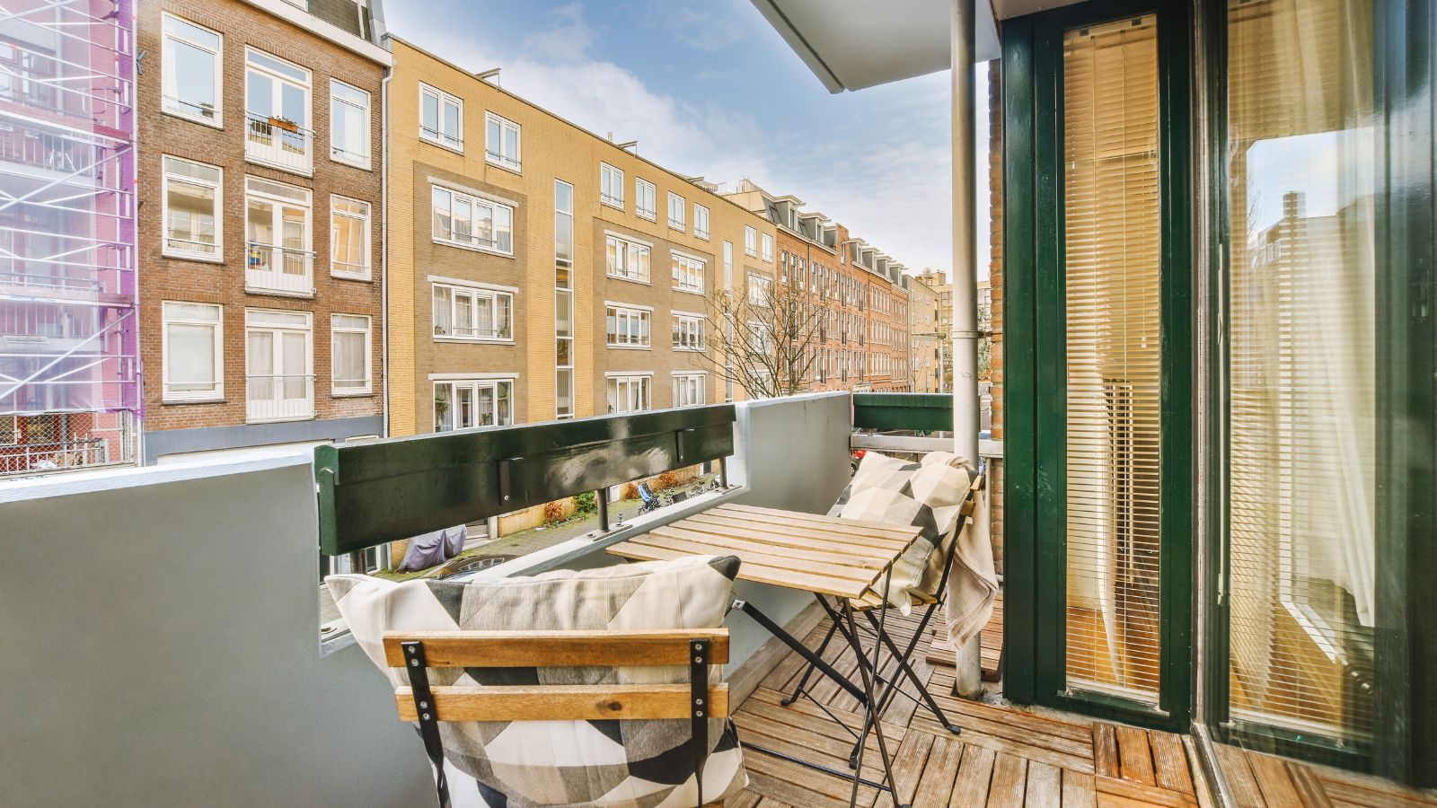 A photo that depicts a closed balcony busy weekend.