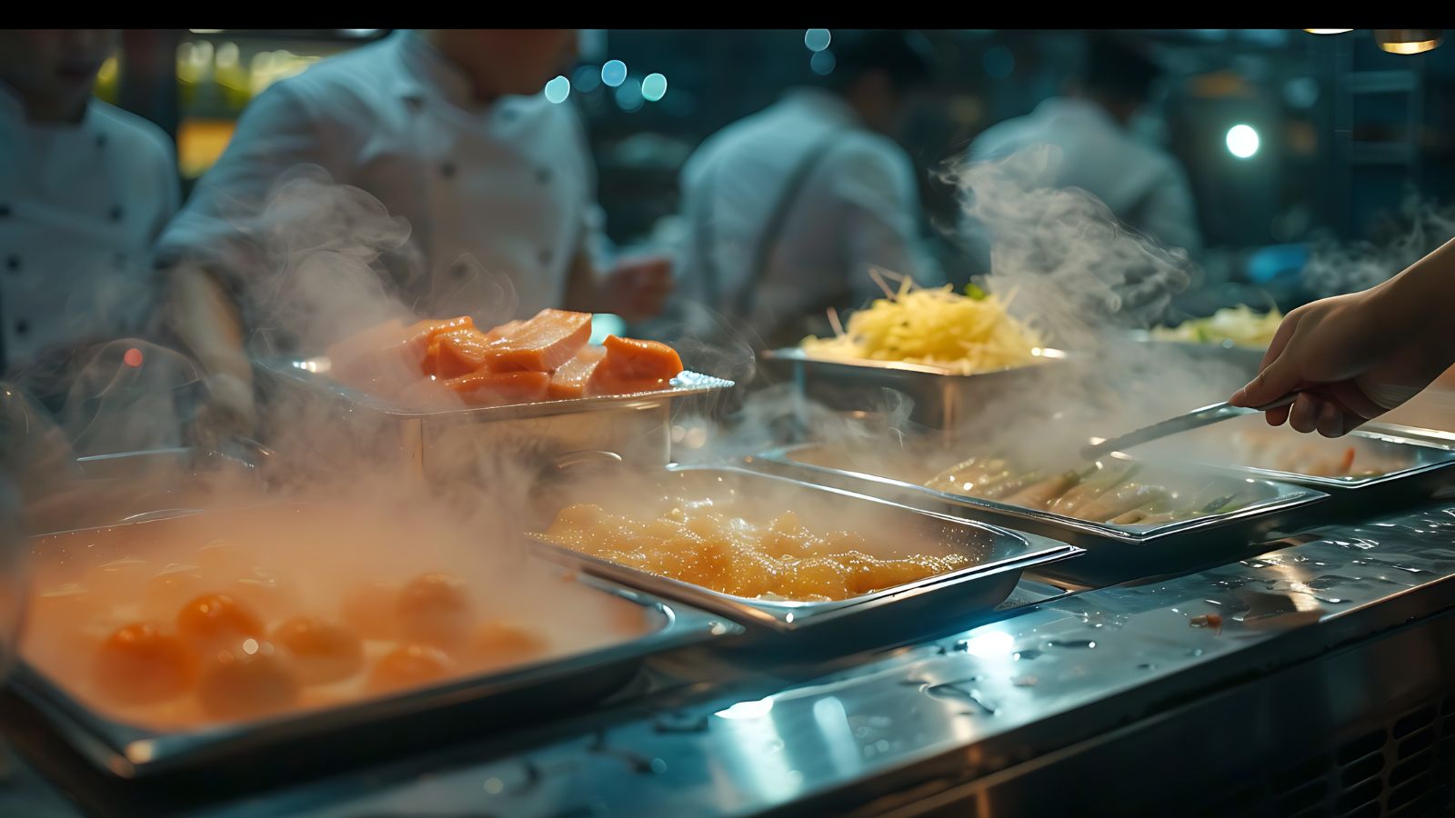 A photo of a Close-up of freshly cooked hot meal being served.