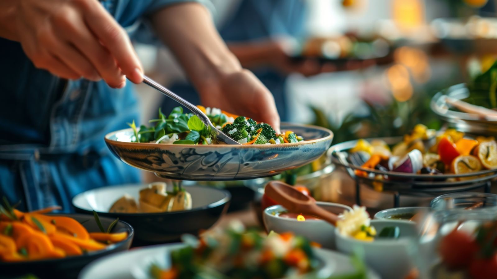 A photo of an international dishes on the table, bright tropical setting, polished and consistent presentation.