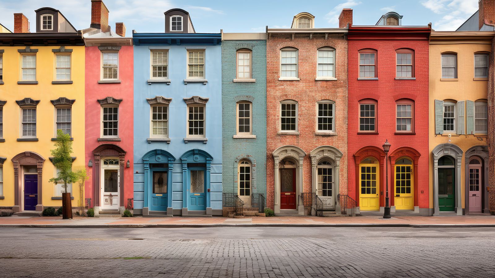 A photo of a scene near Rainbow Row and The Battery.