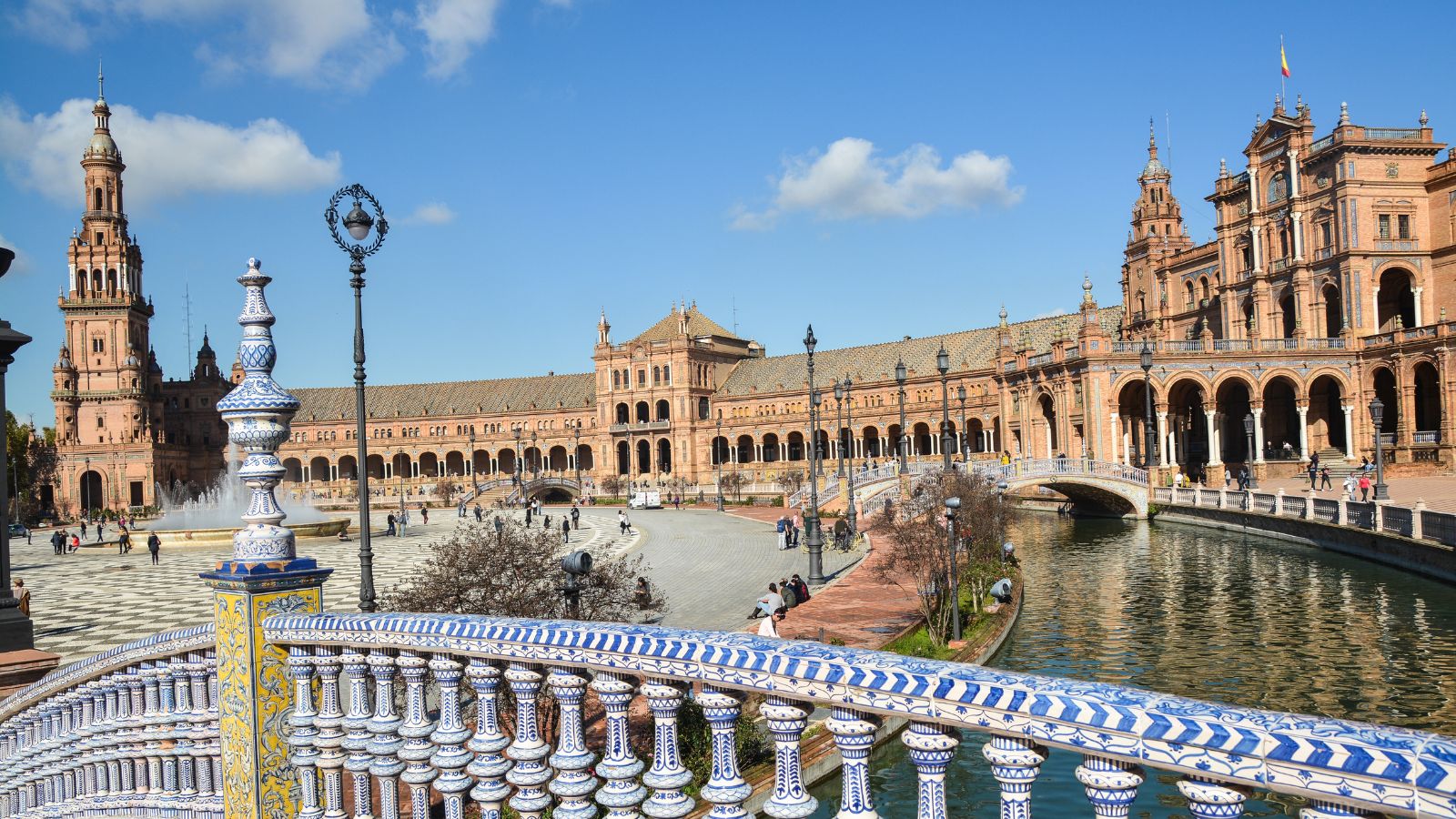 Square of Spain in Seville. Attraction in the capital of the Spanish region of Andalusia.
