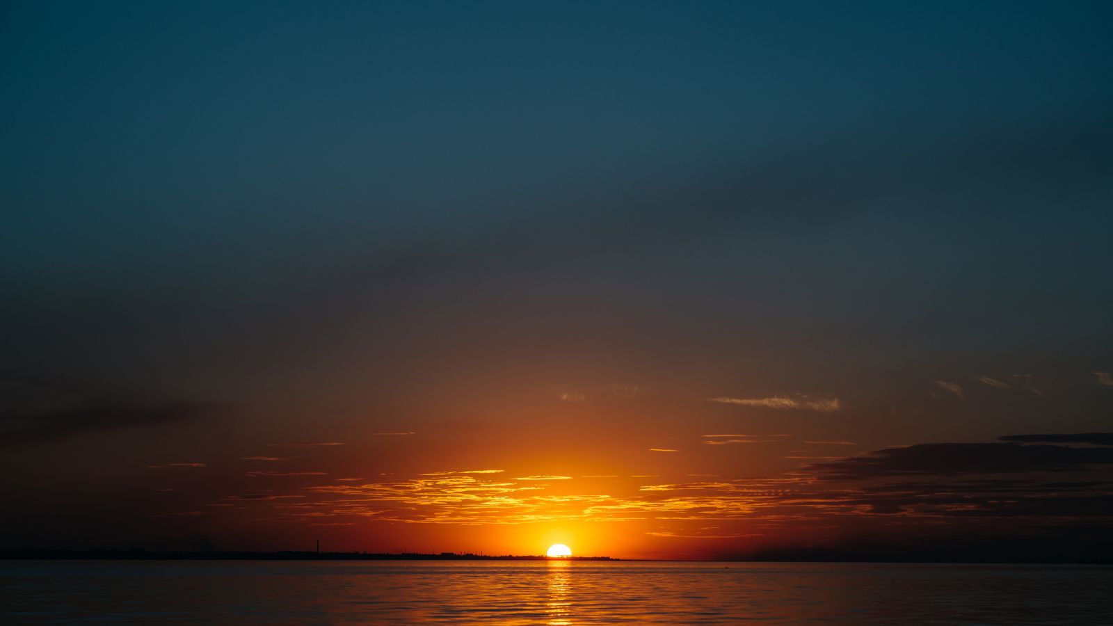 A photo of a peaceful sunset first evening