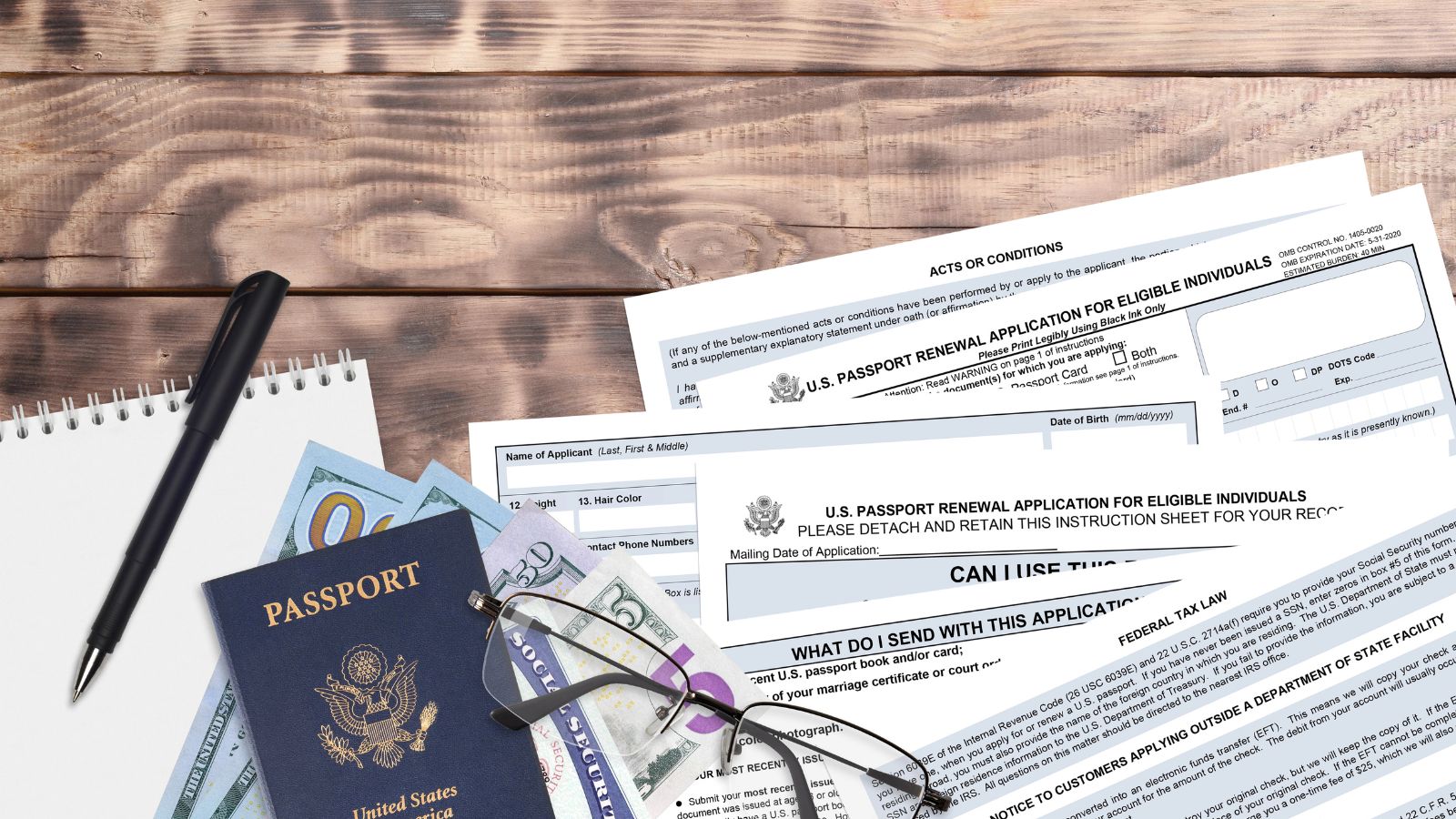 A photo of travel documents and health forms.