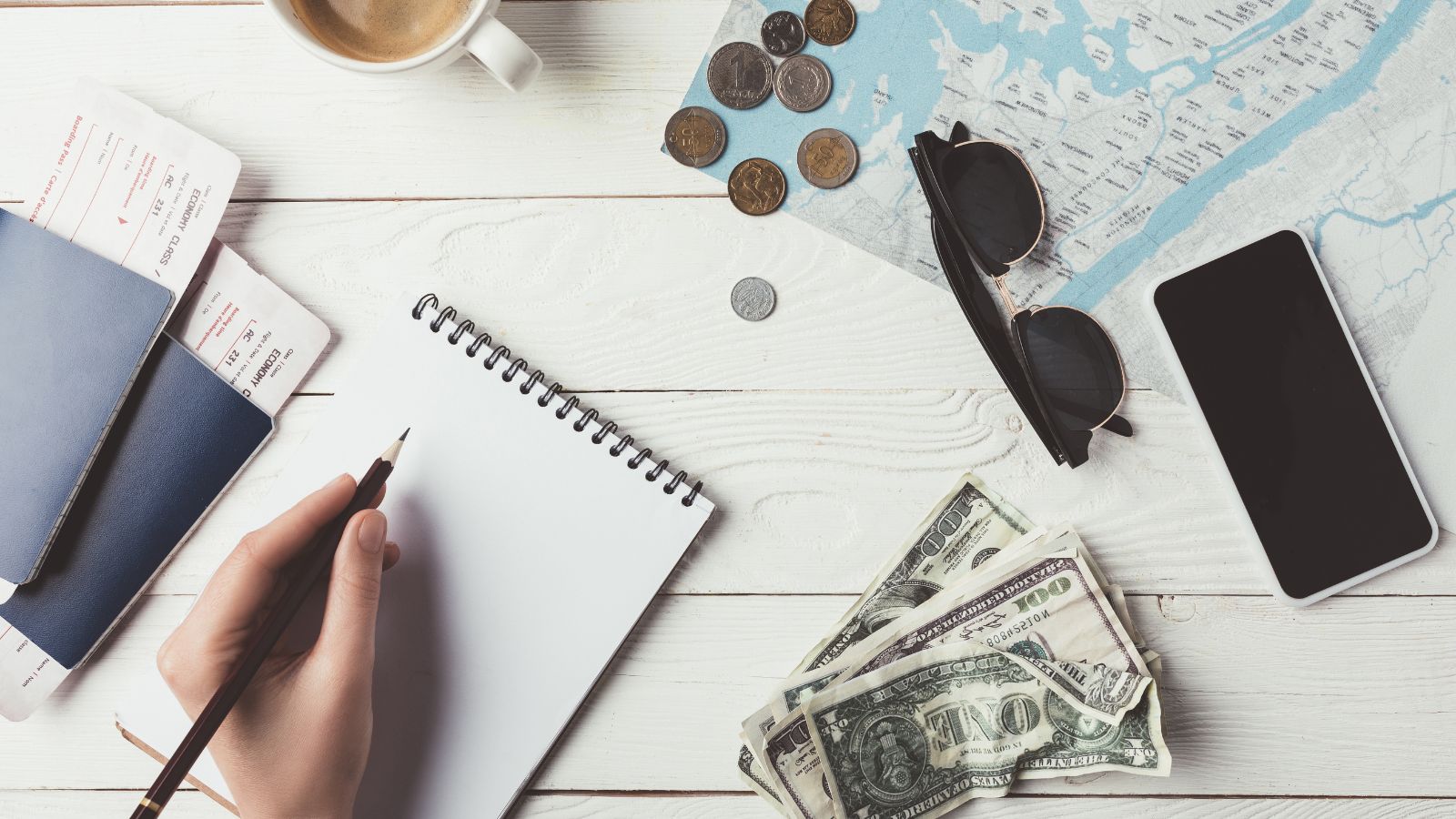 A photo that shows Travel planning, budget decision.