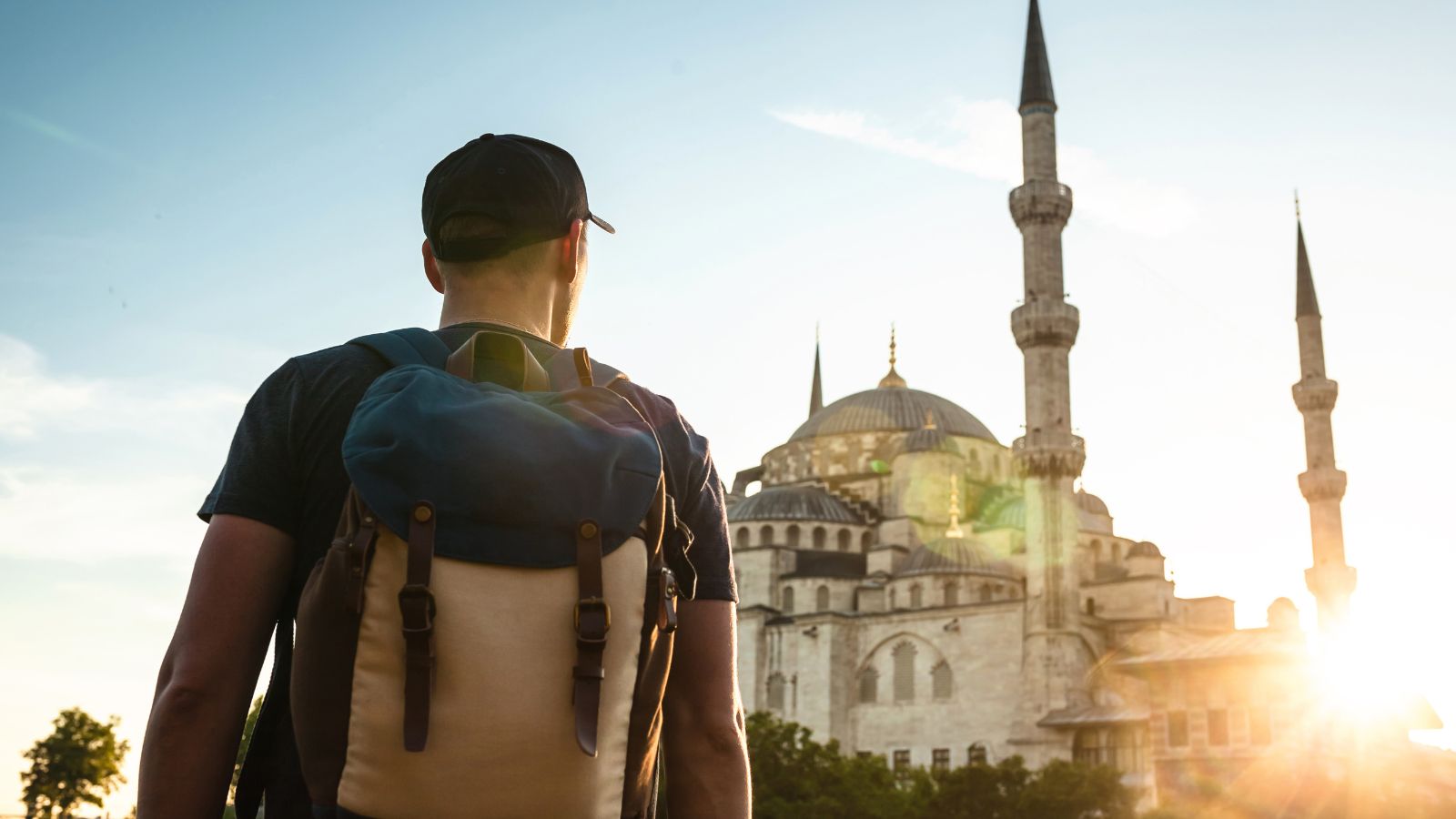 A photo of a Traveler visiting religious city.