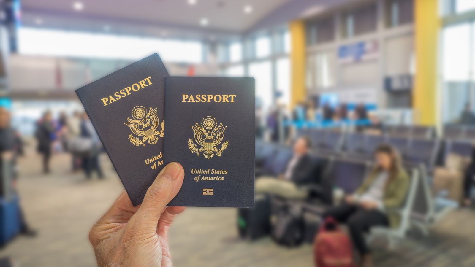 A photo of two passports.