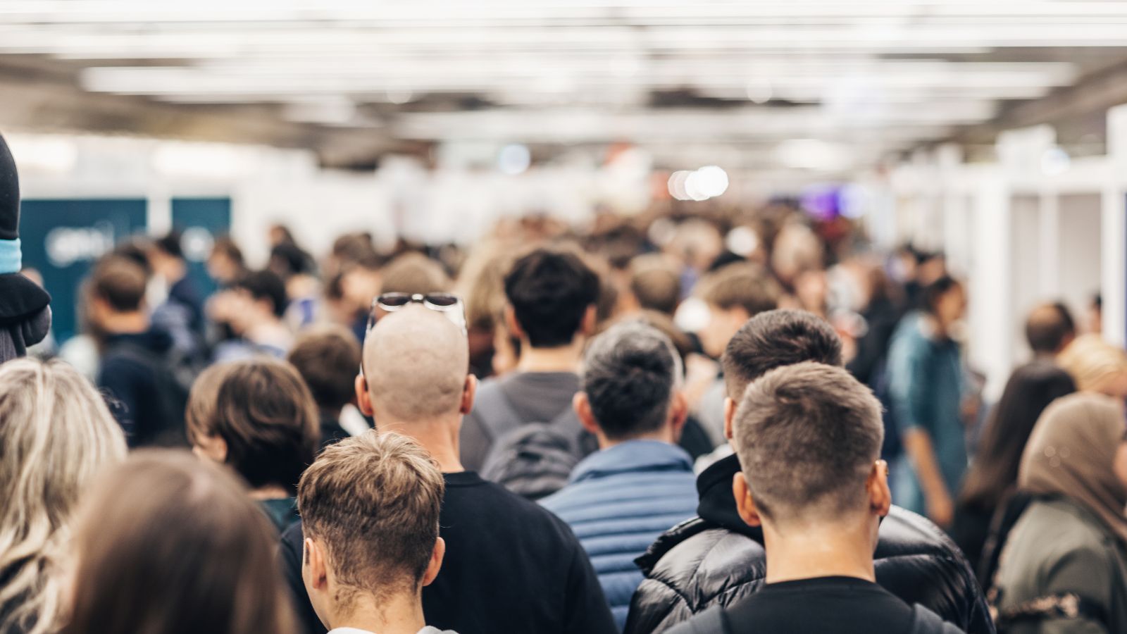 A photo of crowded gate mental overload.