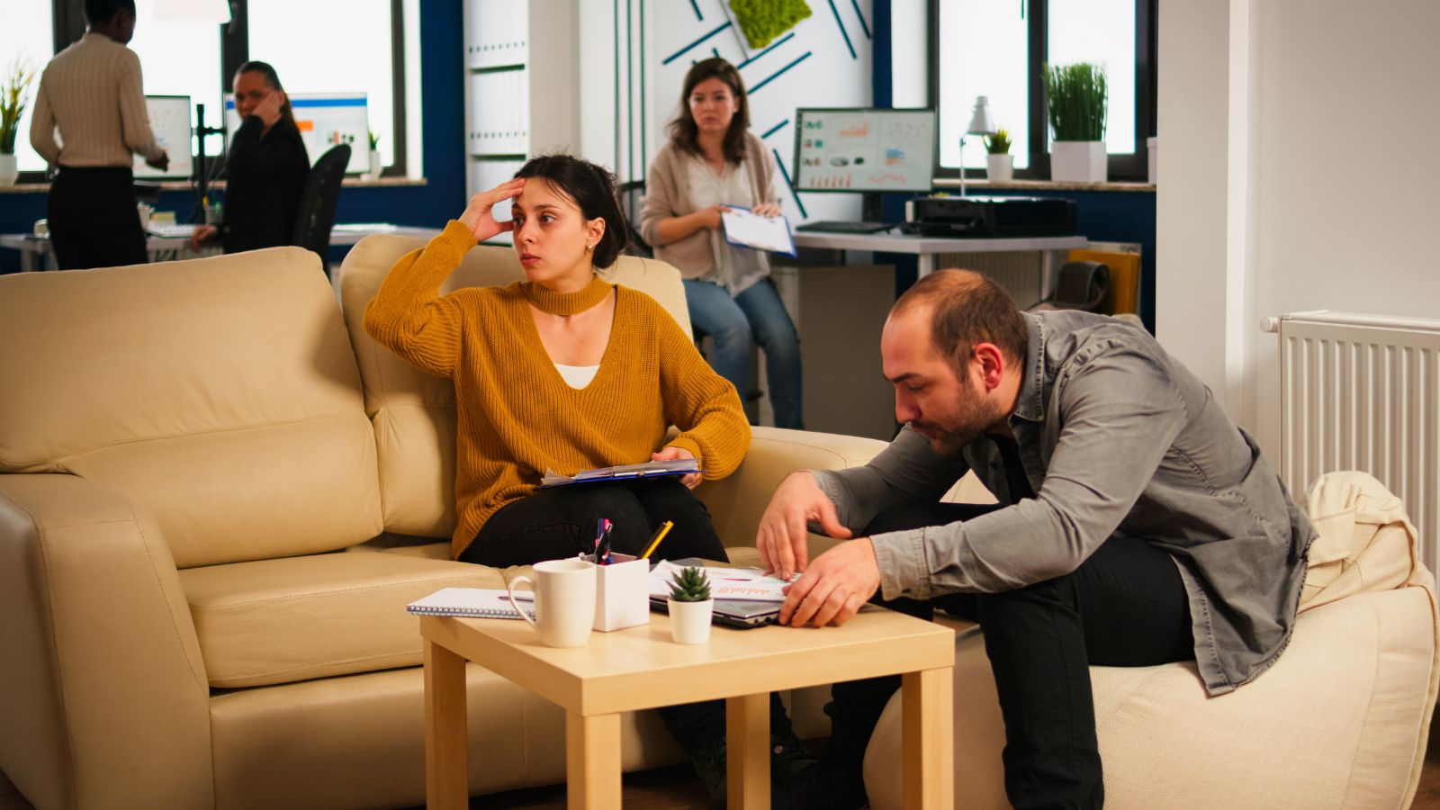 A photo of exhausted partners.