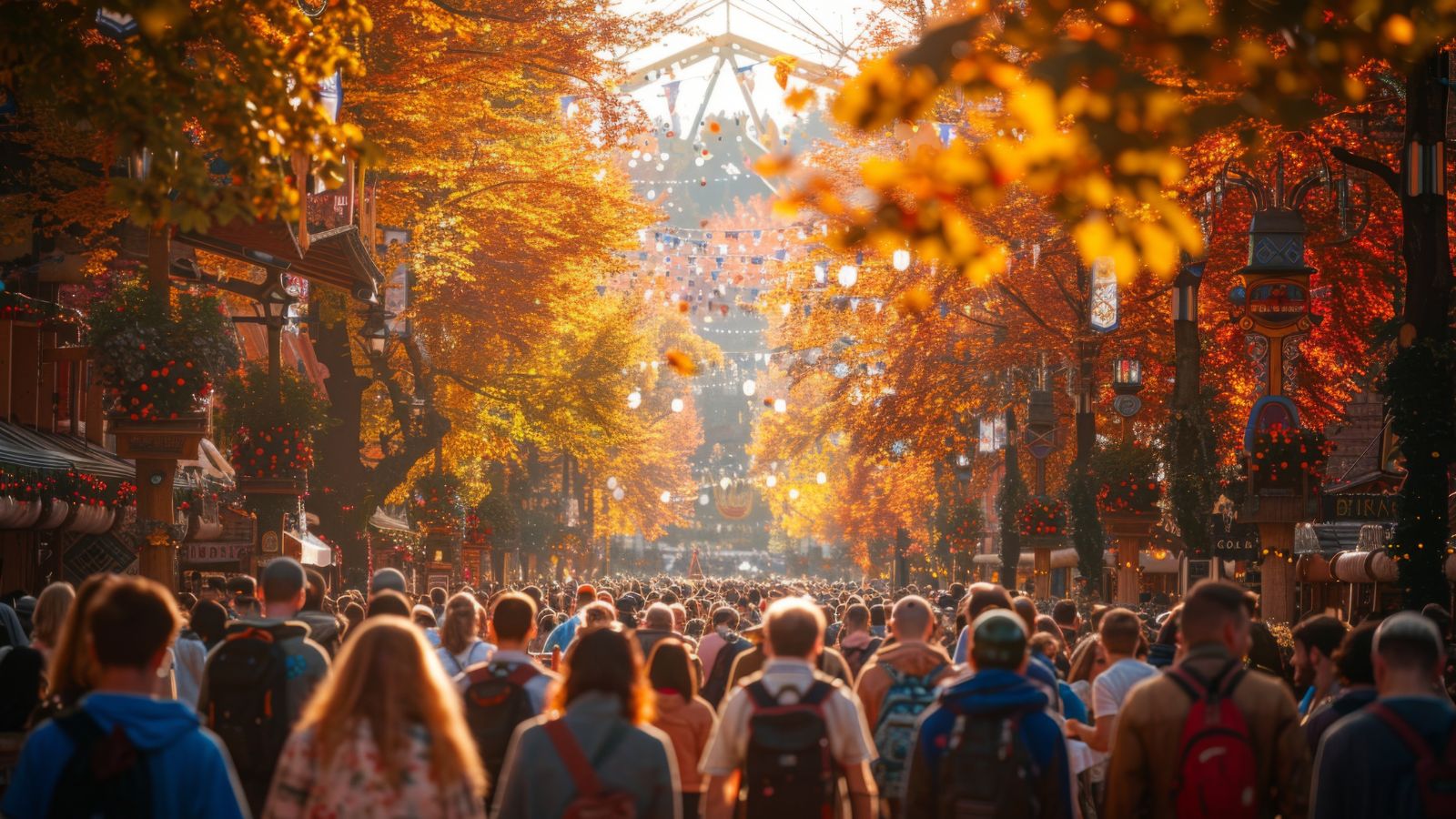 A photo of a busy viewpoint with many travelers taking photos, bright daylight.