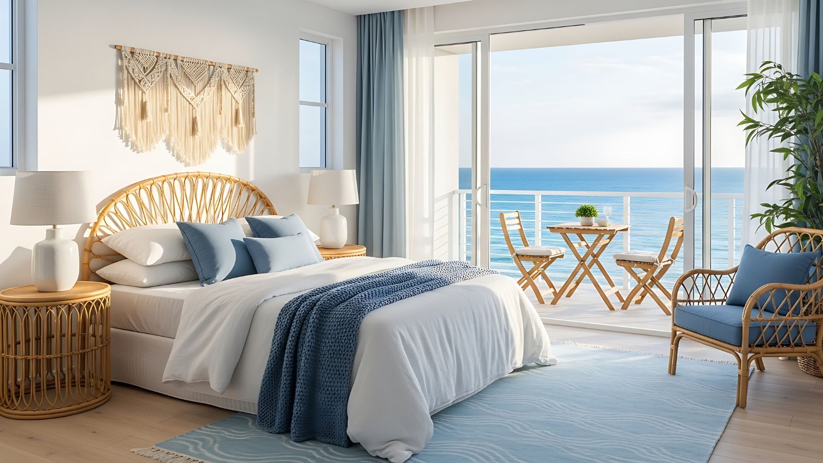 A photo of a luxury hotel bed during daylight.