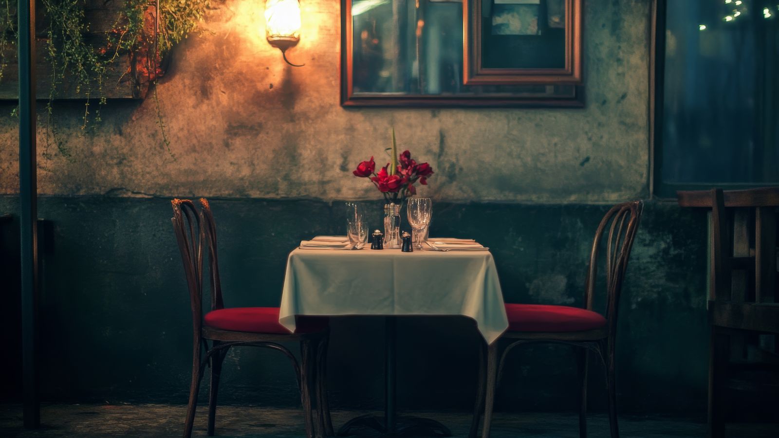 A clip of a quiet bistro intimate dining.
