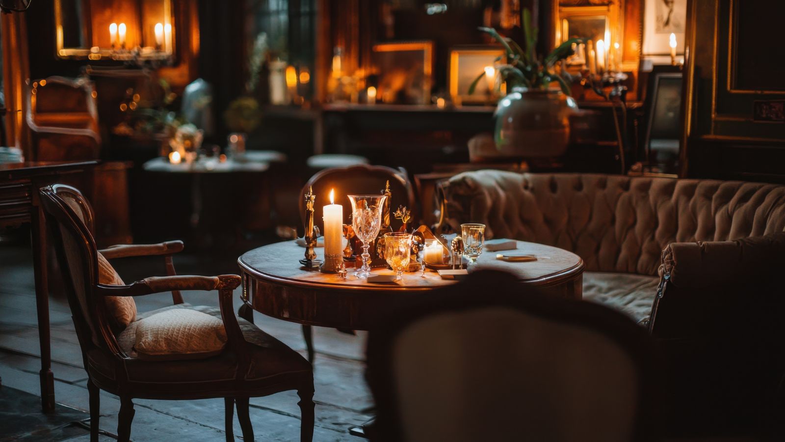 A photo of a elegant surroundings, warm lighting.