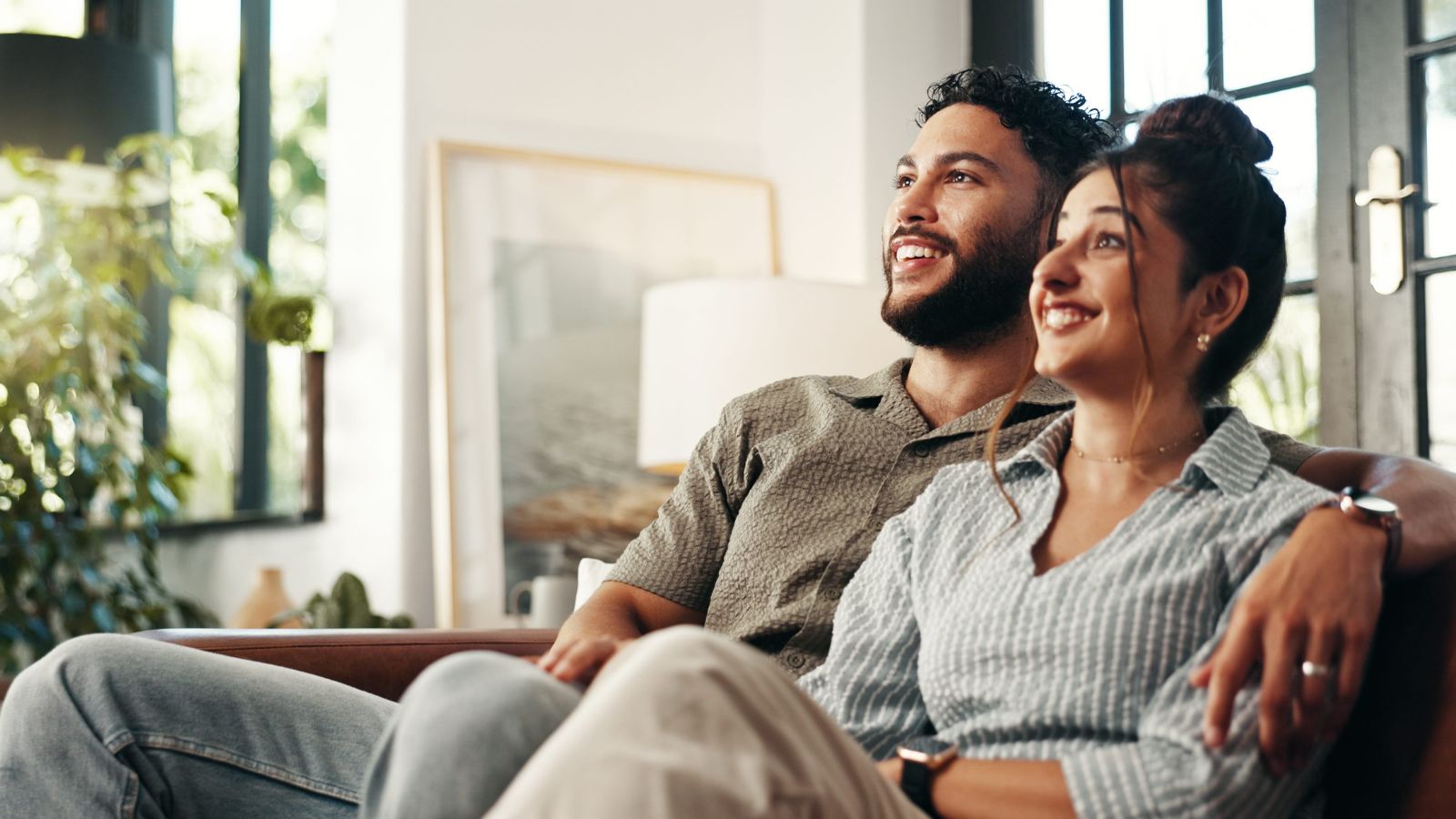 A photo of romantic couple enjoying peaceful moment together connected relaxed in sync travel experience soft natural light candid.