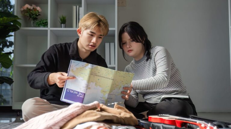 A photo of couple that looks unpleased, discussing about something.