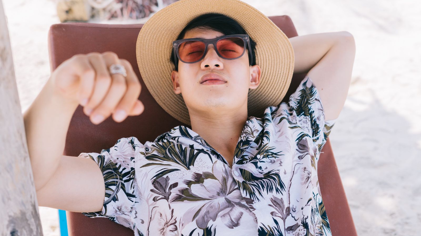 A photo of a man resting.